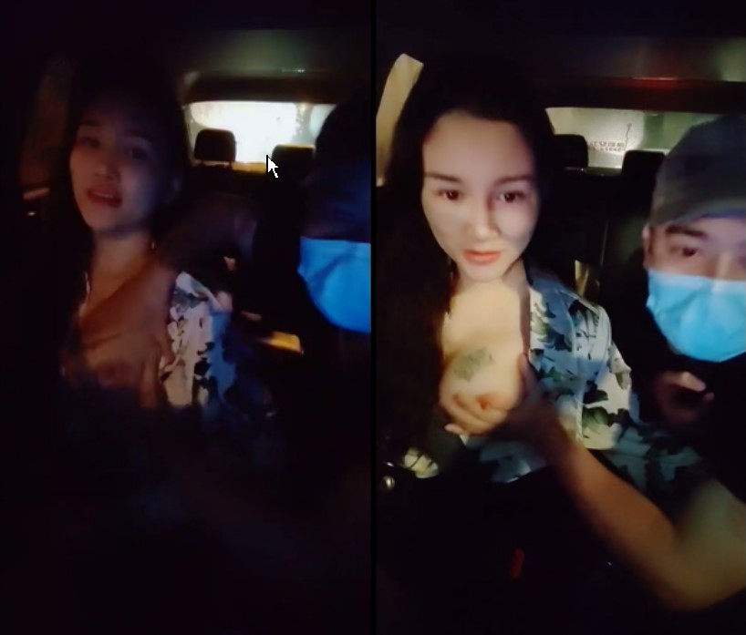 【不知天地为何物】，极品美少妇，车内与男友边走边调情，后排车震，黑丝美腿满分大胸