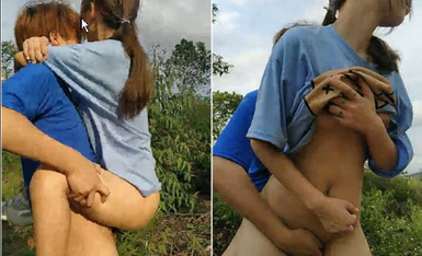 廣西精神小夥小妹戶外野戰,極品OO後娃娃臉妹子,小茓毛剃得很幹凈,大白天真刺激