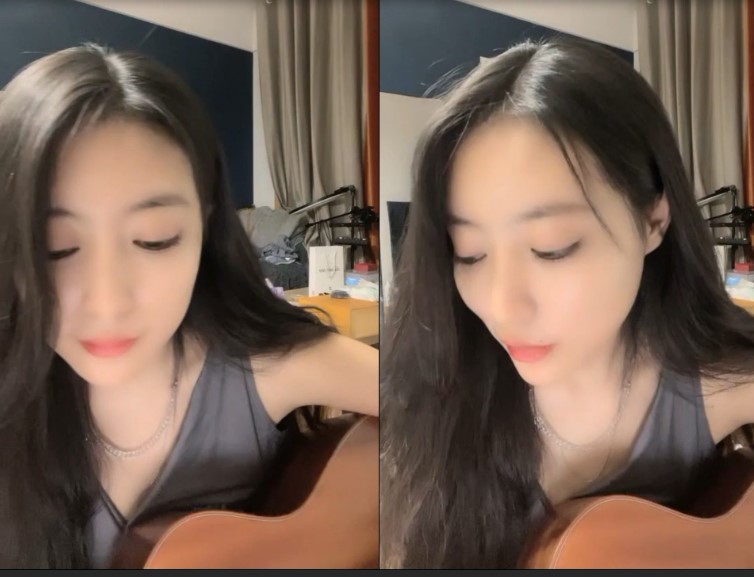 天啦噜！这么漂亮的才女也下海了，女神声音好甜美，一双美腿搭配黑丝，【弹吉他清唱】 (1)