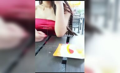 红色超短旗袍街拍漏出6