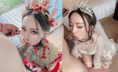 勁爆反差性感尤物『兔兔』及其閨蜜 VIP群 秀禾群婚紗露臉口交啪啪，唯美性感婚紗新娘超級反差 完整版福利③ (2)