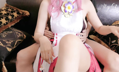 【絲襪美腿控狂喜】國產二次元福利姬Coser「鈴木美咲」大尺度私拍《原神》八重神子口交足交雞巴精液全射在美腳